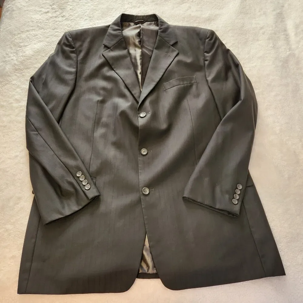 Caravelli Men's Super 150s Dark Gray Pinstripe 2 Pc Suit Jacket 40L Pants 40x32